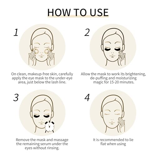 Tunbot 24k Gold Eye Mask Pads - 60 Gold Eye Masks, Collagen Hyaluronic Acid Eye Masks, Anti-Aging, Remove Dark Circles, Eye Bags & Wrinkles, Refresh Your Skin, For Men & Women
